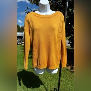 Lulu’s Womens Small Pointelle Me More Thin Knit Sweater Mustard Yellow